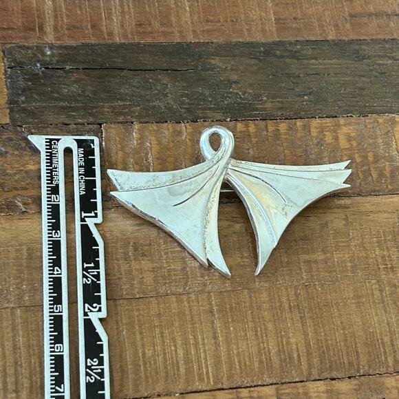 Vintage Gerrico Sterling Silver Modernist Fan Brooch Pendant - Picture 7 of 8